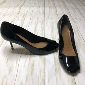 Tory Burch Black Patent Leather Peep Toe